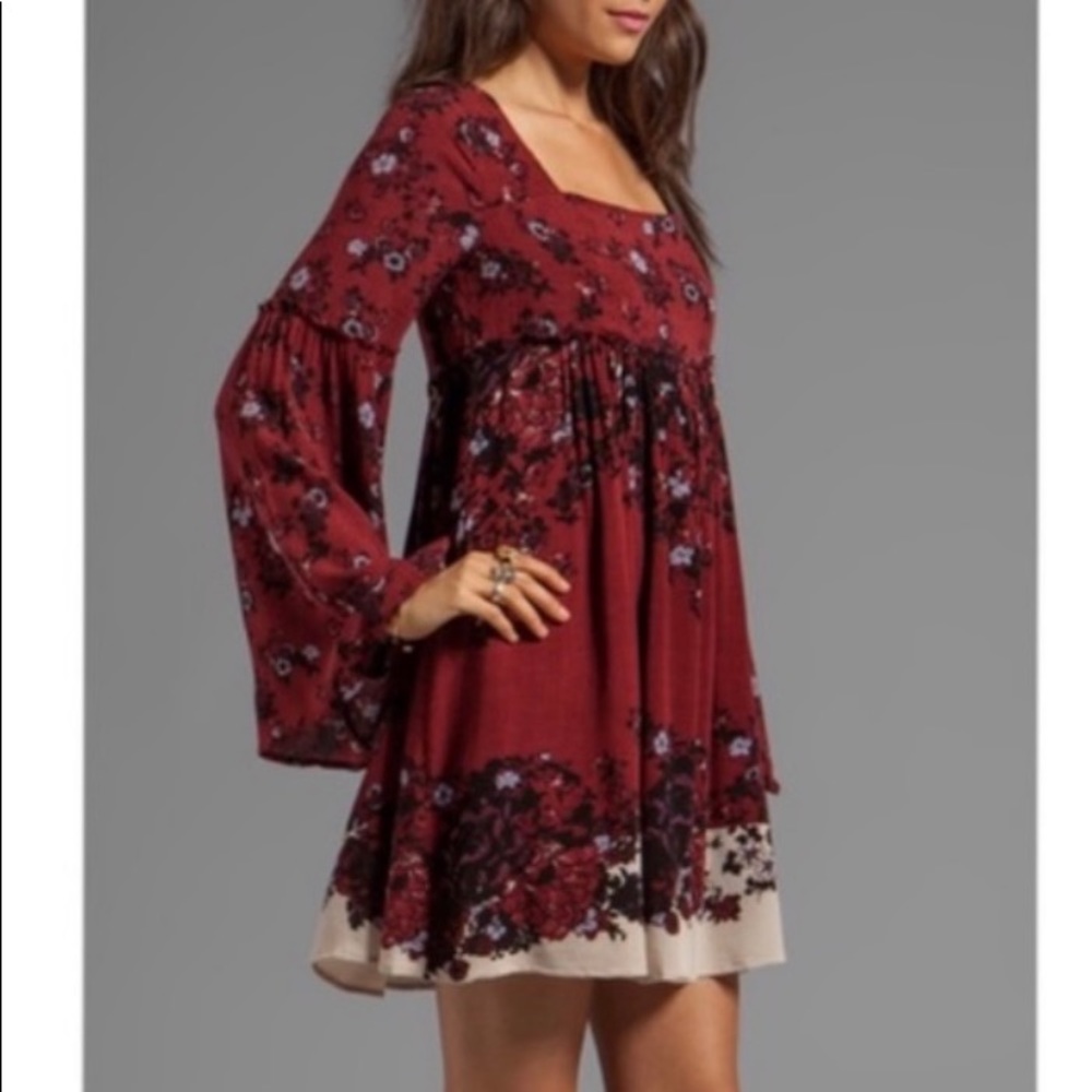 Free People Wine Floral Mini Dress